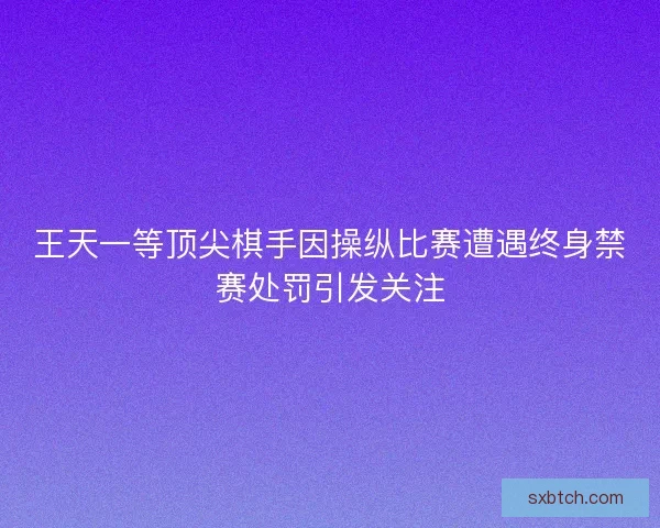 王天一等顶尖棋手因操纵比赛遭遇终身禁赛处罚引发关注