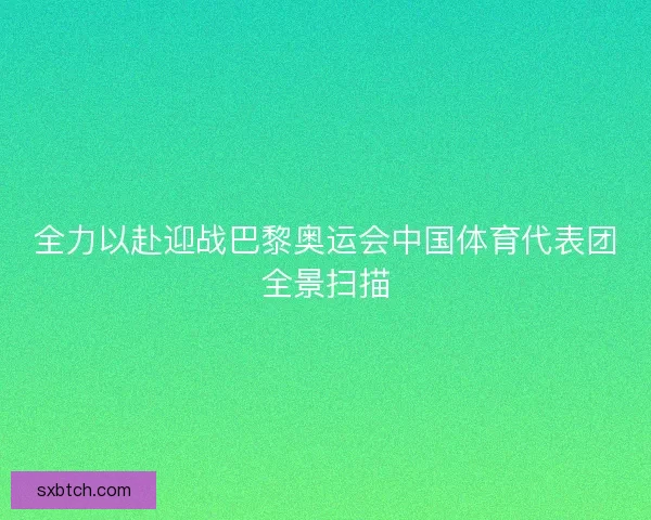 全力以赴迎战巴黎奥运会中国体育代表团全景扫描